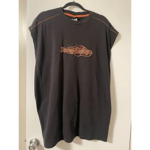 Carolina Harley-Davidson Waffle Knit Shirt Black With Embroidered Sleeveless 2XL - Picture 1 of 9
